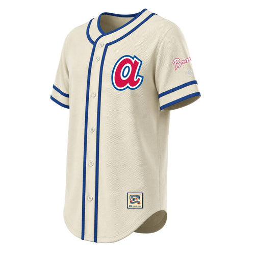 Atlanta Braves Stitches Throwback Fashion Jersey - Natural